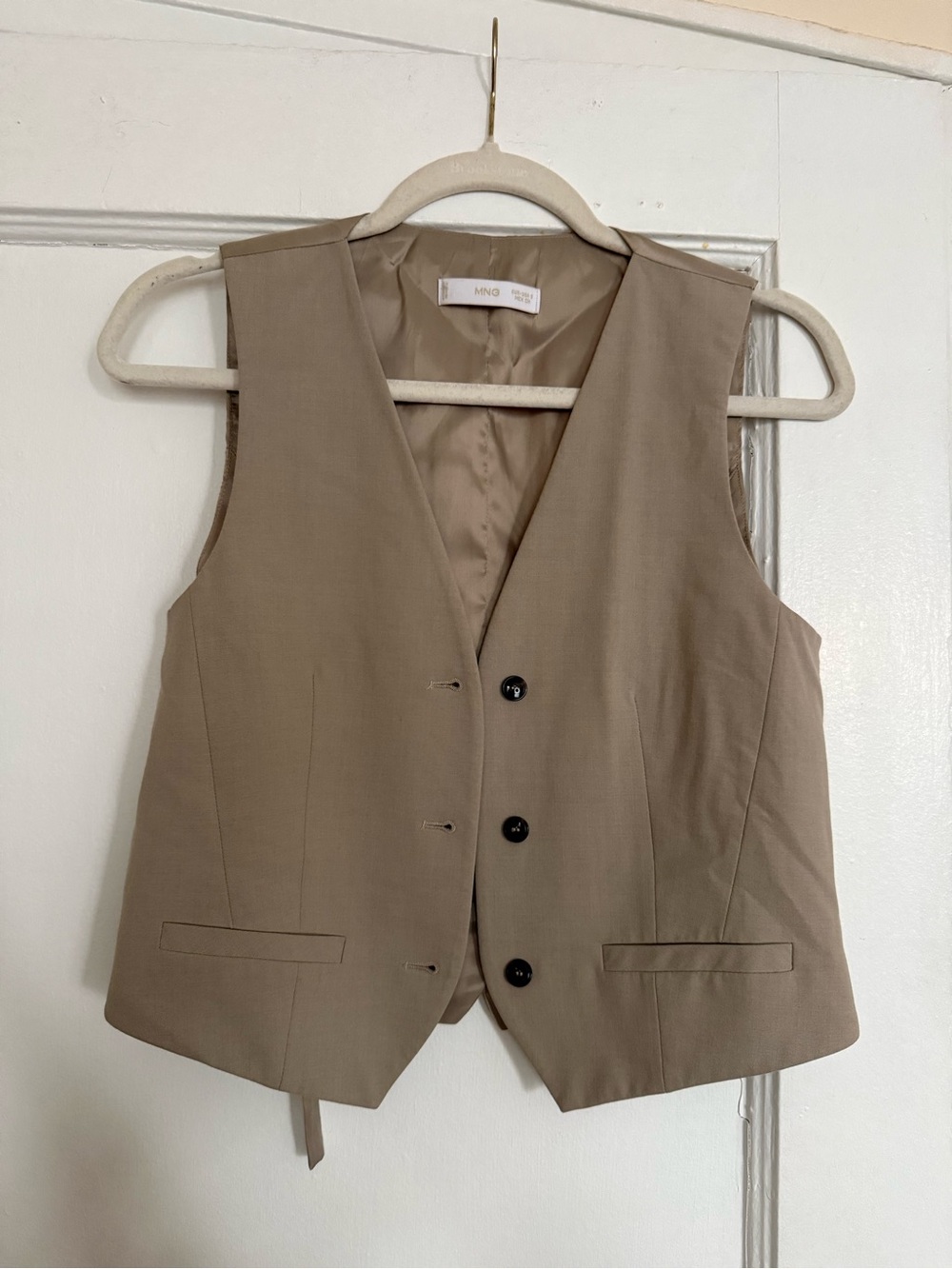 Mango Neutral Taupe Tailored Vest